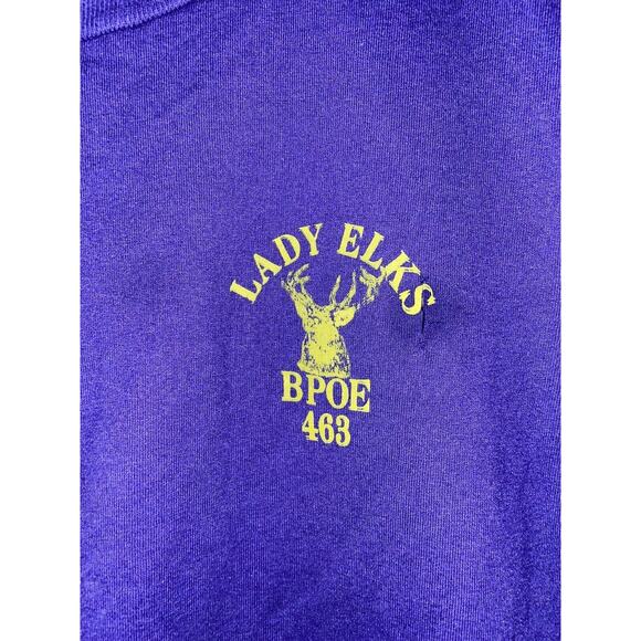 Vintage Lady Elks Shirt BPOE 463 Deer Tee Jerzees HOLE XL X-Large 90s VTG - Picture 3 of 9